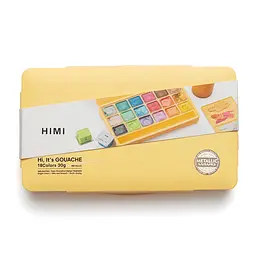 Набір гуашевих фарб Jelly Cup 18×30 мл Металіки жовтий пластиковий пенал HIMI
