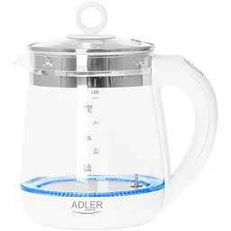 Електрочайник Adler AD 1299 1850-2200Вт 1.5л скло заварник встановлення температури білий - мініатюра 3
