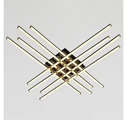 Велика чорно-золота стельова LED-люстра Artlight W182/8-1000 BK+GD із вісьмома перехресними лініями - мініатюра 5