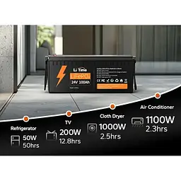 Акумулятор Li Time LiFePO4 24V (25.6V/100Ah/2560Wh) (Li-Time LiFePO4 256V*100) [123753] - мініатюра 2