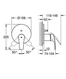 Змішувач прихованого монтажу на 2 виходи Grohe Eurosmart New 24043003, Хром - мініатюра 5
