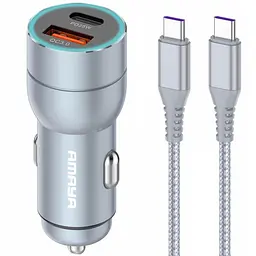 АЗП Amaya ACC-CC08 PD20W+QC3.0 total 43W (1USB-A/1C) + кабель Type-C to Type-C Gray