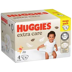 Набір підгузків Huggies Extra Care Box 4 (8-16 кг), 2 уп. х 76 шт. - мініатюра 2