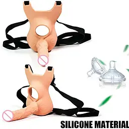 Фаллоімітатор на ремені Lovetoy Vibrating Unisex з вібрацією 13 см Чорний - мініатюра 7