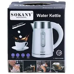 Електрочайник Sokany SK-0808 знімний фільтр 1 л 1200 Вт Білий - мініатюра 3