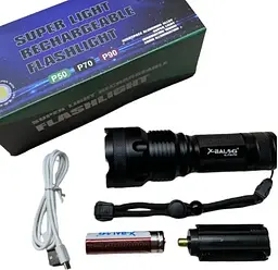 Ліхтар ручний X-Balog BL-P09-P50 zoom +18650 + microUSB + 5 режимів - мініатюра 5