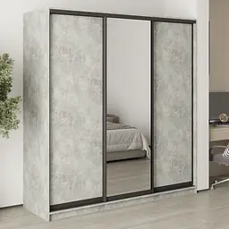Шафа-купе тридверна MebelStar Комбо BG 2ДСП/Дзеркало 200x45x210 см Бетон (MBS-9130)