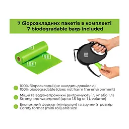 Повідець для собак WAUDOG R-leash з контейнером для пакетів "Зебра", світловідбивна стрічка L (257-0055) - мініатюра 8