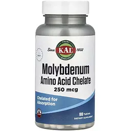 Молібден KAL Molybdenum Amino Acid Chelate 250 мкг 100 таблеток