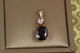 Кулон Xuping Jewelry овальний чорний фіаніт 1,6 см золотистий