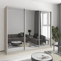 Шафа-купе тридверна MebelStar Уні AL 3 Дзеркала 250x60x210 см Кашемір (MBS-3129)