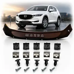 Дефлектор капота мухобойка Mazda CX-5 2017- Євро кріплення Vip Tuning (MZD45)