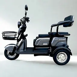 Електроскутер триколісний EVOBIKE Luna TRIO PRO 1200W 60V 20Ah (2026) зі знімним графеновим акумулятором та пасажирським сидінням | Сірий графіт