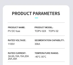 Тримач запобіжників DC TOMZN TOPV-32X 2P 1100V LED із встановленим запобіжником 20A, для сонячних панелей (19622) - мініатюра 10