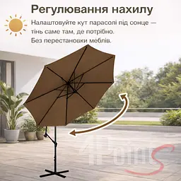 Садова парасоля 4Points Sunny регульована, з нахилом, 3 м, 8 спиць - мініатюра 3