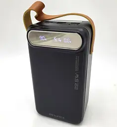 Power Bank 60000mAh зі наскрізною зарядкою портативна батарея для смартфона планшета роутера USB зовнішній акумулятор повербанк із швидкою зарядкою 22.5W ліхтариком та дисплеєм AWEI P101K