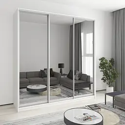 Шафа-купе тридверна MebelStar Стандарт AL 3 Дзеркала 230x45x240 см Аляска білий (MBS-1859)