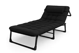 Розкладне ліжко (розкладачка) з матрацом і подушкою LEOBRO Black (LB-FB-A1-BLK)