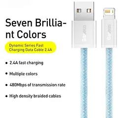 Кабель Baseus Dynamic Series Fast Charging Data Cable USB to iP 2.4 A 1 m Blue (CALD000403) - мініатюра 2