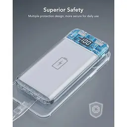 Портативний зарядний пристрій Charmast LED Display вбудовані кабелі 10000 mAh ультратонкий - мініатюра 4