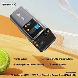 Універсальна мобільна батарея - Павербанк Remax RPP-662 25200mAh PD 140W QC 22.5 W з дисплеєм - мініатюра 9