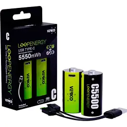 Акумулятор Verico C/R14 USB Type-C 3700mAh 1.5V Li-ion * 2 (LoopEnergy) (1BTOV-A4N0A2-NN) - мініатюра 4
