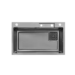 Кухонна мийка Kroner KRP Schwarze - SET7546HM PVD (3.0/0.7 мм) CV032277, Чорний - мініатюра 3