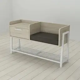 Банкетка з тумбочкою Ferrum-decor Бланка 540x1000x320 метал Білий ДСП Сонома 16 мм (FRD-103034)