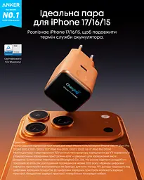 Мережевий зарядний пристрій Anker Nano Charger - 45W USB-C Smart Display Blue (7292817) - мініатюра 4