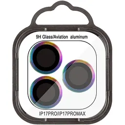 Захисне скло Metal Classic на камеру (у упак.) для Apple iPhone 17 Pro (6.3) / 17 Pro Max (6.9) Бузковий / Rainbow - мініатюра 2