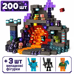 Магнітний конструктор Minecraft 200 шт по грі Майнкрафт Підземелля та лава Mk001019.1 - мініатюра 3