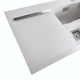 Кухонна мийка Platinum Handmade 780х430х220 R з нержавіючої сталі 3 мм прямокутна квадратний сифон - мініатюра 4