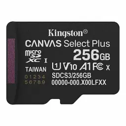 Карта пам'яті microSDXC, 256Gb, Kingston Canvas Select Plus, Class10 UHS-I U1 V10 A1, без адаптера, до 150 МБ/с (SDCS3/256GBSP)