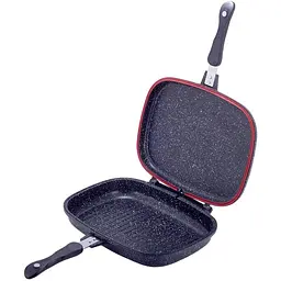 Сковорода-гриль Grill Pan двостороння прямокутна Kamille 32х24х7,5 см kuh0011143
