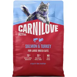 Сухий корм для котів великих порід Carnilove Active Salmon & Turkey Large Breed лосось та індичка 2 кг