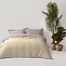 Покривало Lotus Home - Checked Gingham жовтий 190x225 - мініатюра 2