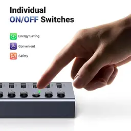 Хаб USB 3.0 -> USB to 7xUSB 3.0 з додатковим живленням Type-C 12V 2A CM481 Ugreen - мініатюра 9