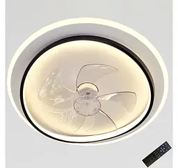 Стельова LED-люстра-вентилятор Artlight WG5088C BK+WH, біла з чорною окантовкою, 50 Вт, від 10-18 м² - мініатюра 3