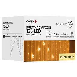 Гірлянда Chomik Штора зірки 136LED теплий білий 3 м (LED0030)
