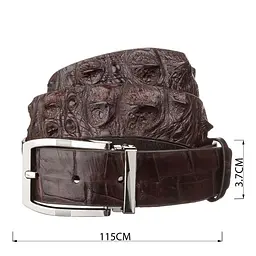 Ремінь чоловічий з натуральної шкіри крокодила коричневий CROCODILE LEATHER 18178 100 см - мініатюра 8
