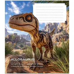 Зошит шкільний Школярик на скобі у клітинку 24 аркуши Dinosaurs-3 (024-3753K)  