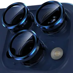Захисне скло Metal Classic на камеру (у упак.) для Apple iPhone 15 Pro (6.1) / 15 Pro Max (6.7) Синій / Dark Blue - мініатюра 2