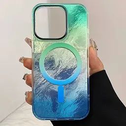 Чохол TPU Shiny Mountain (MagFit) для Apple iPhone 15 Pro (6.1) Green / Blue - мініатюра 2