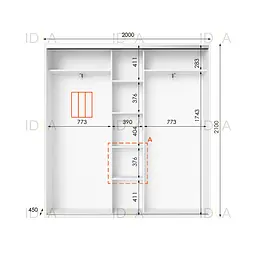 Шафа-купе Idea серія 6 200 x 45 x 210 см Білий - мініатюра 2