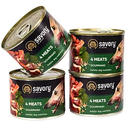 Набір вологих кормів для дорослих собак Savory Gourmand 3+1 з чотирма видами м'яса 800 г (4 шт. х 200 г) - мініатюра 3
