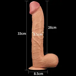Великий фалоімітатор LoveToy Legendary King Sized Realistic 33 см тілесний - мініатюра 9