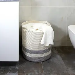 Корзина для зберігання МВМ My Home текстильна, 410х450 мм, біло-сіра (TH-16 GRAY/WHITE) - мініатюра 5