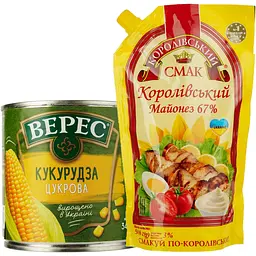 Набор: майонез Королевский вкус Королевский 67% 500 г + кукуруза Вереск сахарный с/б 340 г