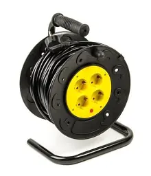 Подовжувач мережевий на котушці PowerPlant, 4 розетки, 40 м, Black, 8A, до 2.5 кВт, 2x1 мм² (PPRA08M400S4)