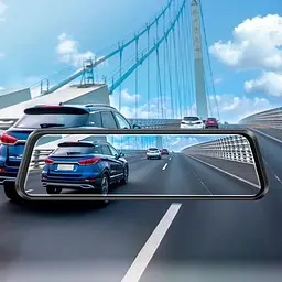 Відеореєстратор - дзеркало на 2 камери Hoco DI36 9.66" rearview mirror моніторинг 24 години - мініатюра 5